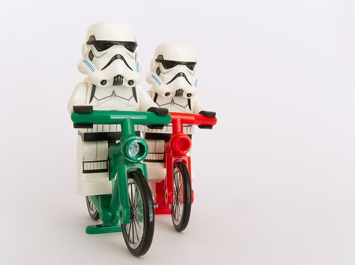 Stormtrooper, Lego, bicicleta, ciclista, andar de bicicleta, corrida, concorrência
