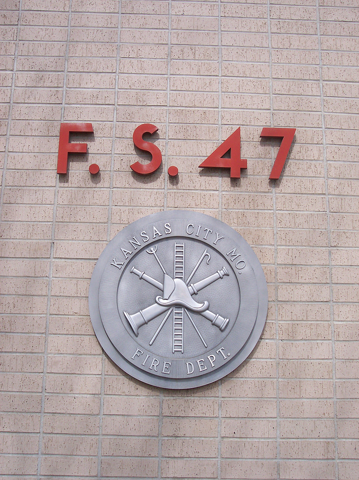 Departamentul de pompieri, emblema, Kansas city, Missouri, Statele Unite ale Americii, clădire, Kansas