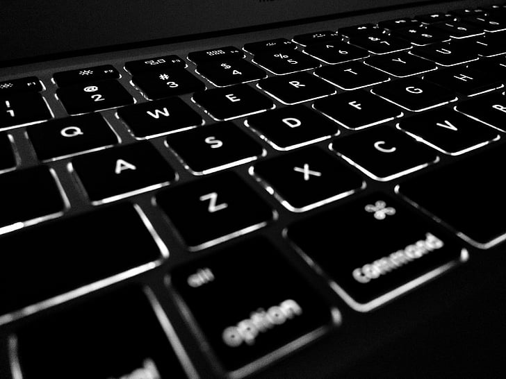 computer, weergeven, elektronica, verlichte, toetsenbord, toetsen, laptop