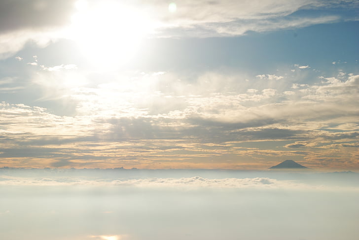 Mt fuji, Japó, núvol, Sant, volar
