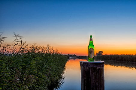 ems-jade canal, jever, pils, beer, sunset, river, drink