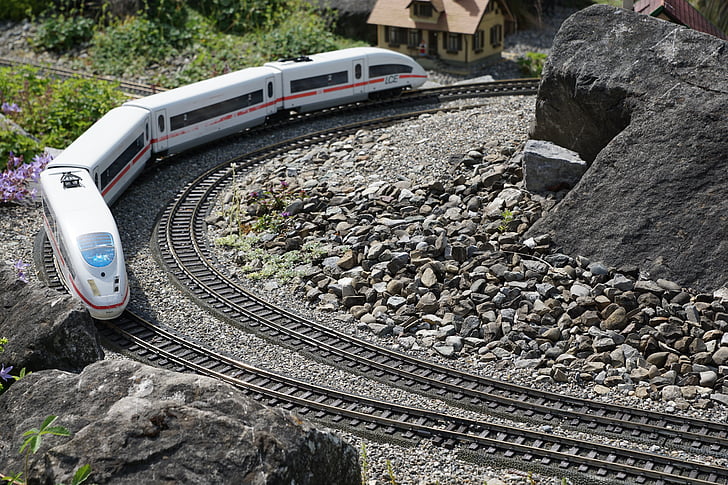 minyatür, Demiryolu, doğa, Tren, taşıma, görünüyordu, Mainau