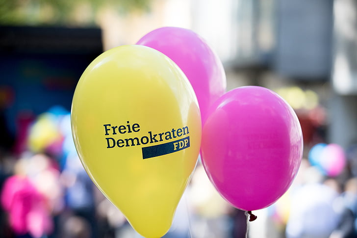 balloon, fdp, yellow, magenta, colorful, policy, party