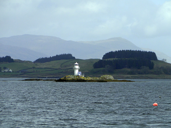 lighthouse, lonely, island, scotland, highlands and islands, sea, holiday