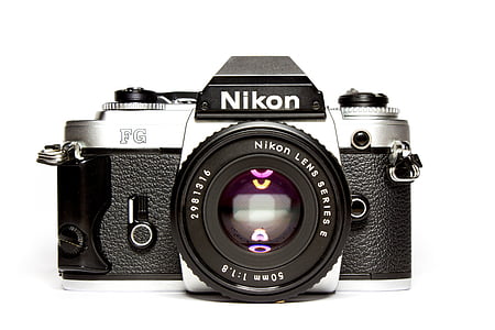 kamera, Nikon, analog, lensa, foto, retro, fotografi