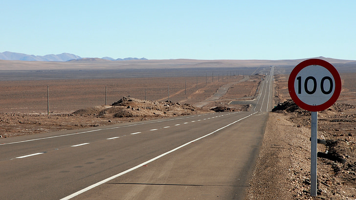 Chile, Panamericana, veien, landskapet, nedlastingshastighet-begrensning