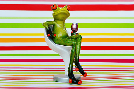 frog, chair, cozy, drink, wine, cute, sweet