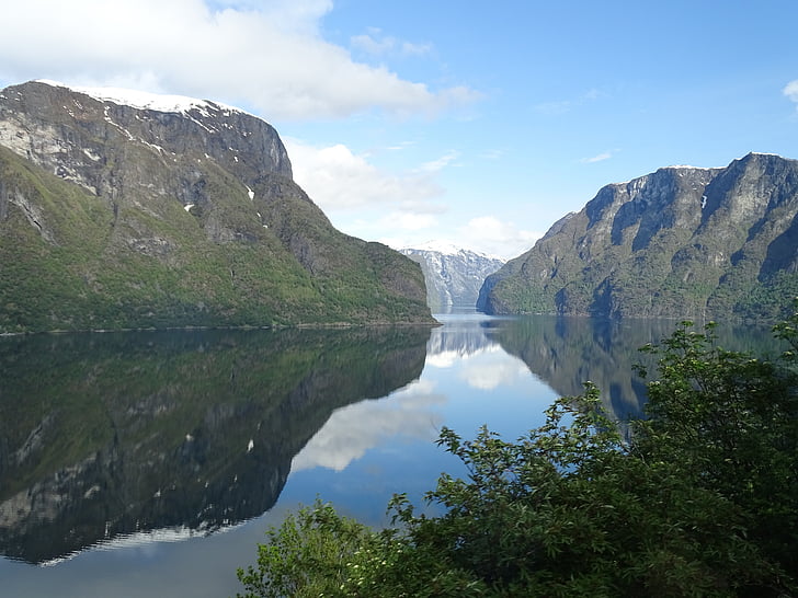Sognefjords, Fjords, Norvēģija, ūdens, ainava, daba, kalni