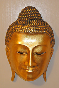 Buddha, arany, Ázsia, Thaiföld, maszk, arc