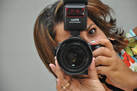fotografia, fotògraf, càmera, dona, tir, càmera - equip fotogràfic, dones