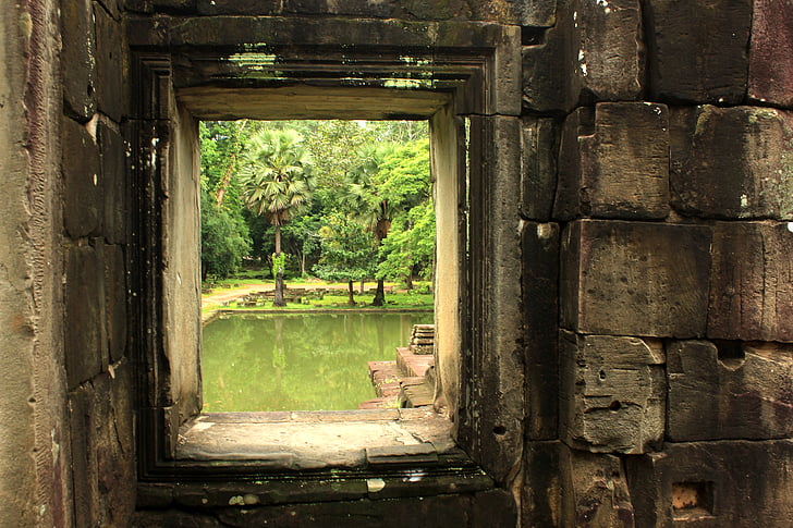 Temple, vat d'Angkor, ruïnes, Angkor, Cambodja, pedra, Khmer