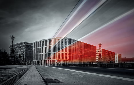 tramvia, Berlín, Pont de Moltke, exposició prolongada, clau de color, edifici, Alemanya