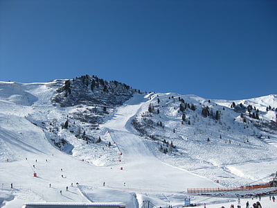 Alpy, sníh, lyže, Mayrhofen, Zillertal, Rakousko, Zimní
