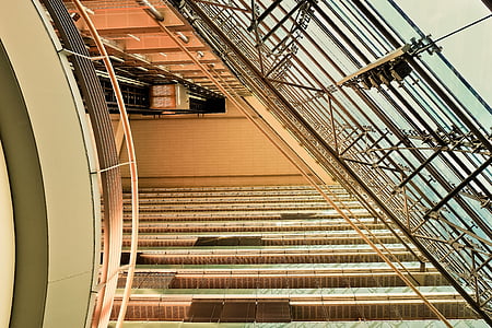 arquitetura, design de interiores, edifício, escadaria, Düsseldorf, interior, corrimão