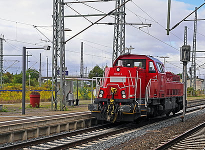 Deutsche bahn, locomotive diesel, Switcher, Gare ferroviaire, plate-forme, transport en commun, mâts