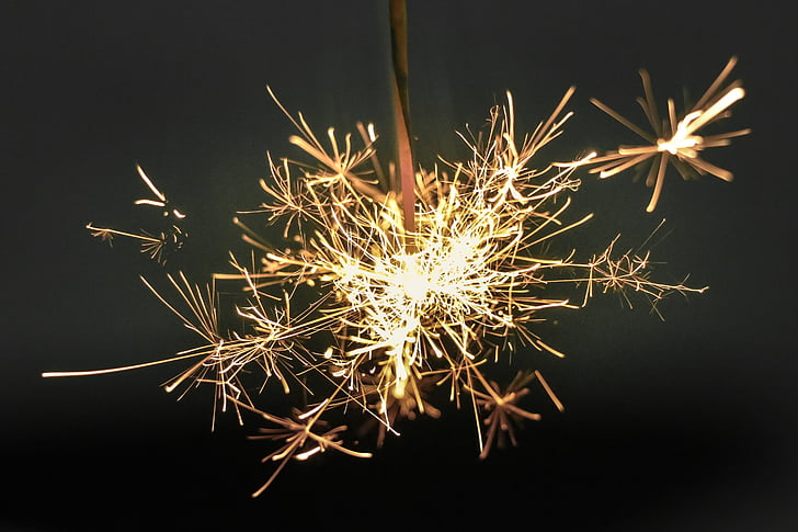 vieren, viering, vuurwerk, licht, Nieuwjaar, nacht, Sparkler