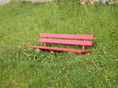 bench, meadow, grass, seat, bank, nature, rest