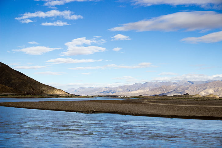 Tibet, Yang zhuo yong maatregelen, blauwe hemel, witte wolk