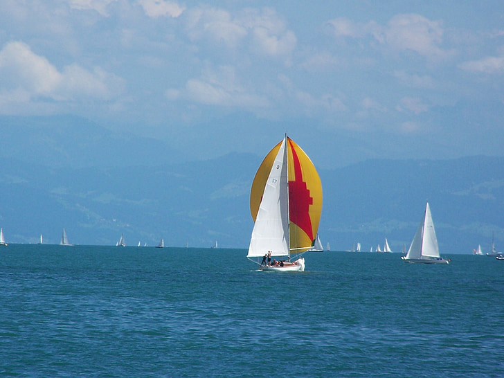 Barcos à vela, desporto, água, Lago de Constança