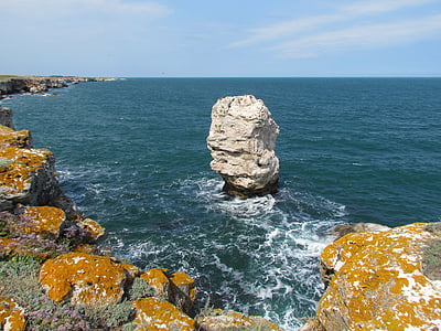 modo de exibição, Mar Negro, pedras, solitário, búlgaros