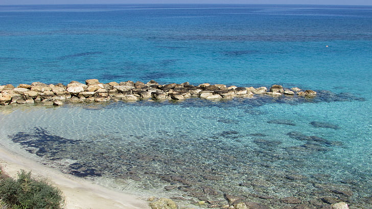 Enseada, praia, areia, tranquilo, Claro, Chipre, Protaras