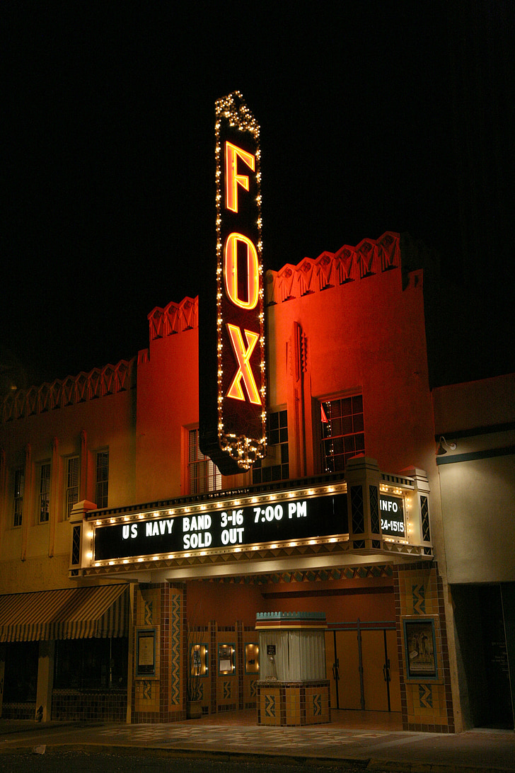 Tucson, Arizona, Fox theatre, films, films, nacht, avond