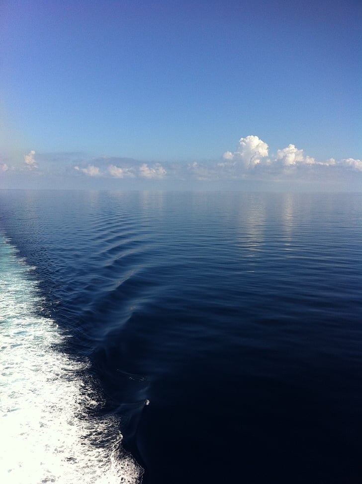 mediterrán, tenger, víz, kék, csónak, hullám, felhő