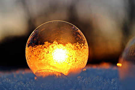 Мыльный пузырь, Закат, приятное воспоминание, Мороз блистер, Мороз глобус, abendstimmung, снег