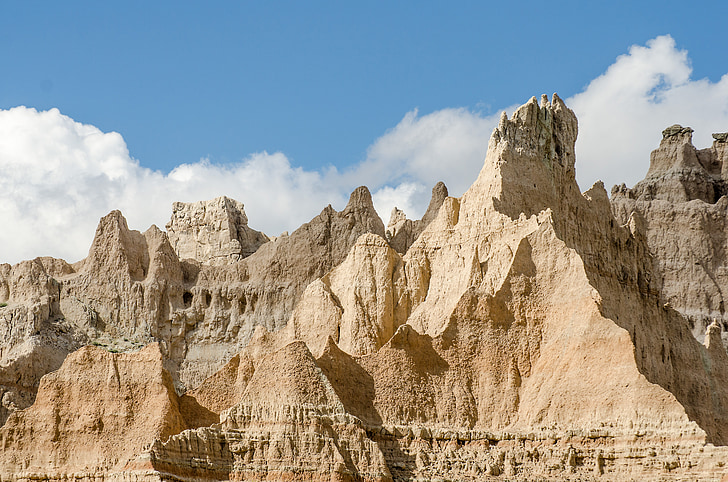 Badlands, rotsformaties, blauwe hemel, landschap, Rock, Dakota, Zuid
