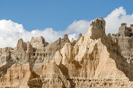 Badlands, Formasi batuan, langit biru, pemandangan, batu, Dakota, Selatan