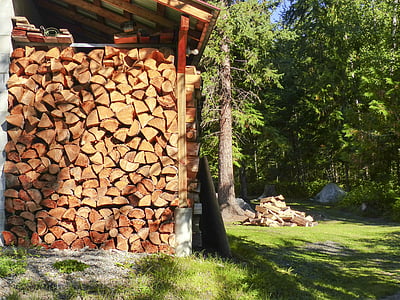 cutted, wood, stack, winter wood, firewood, heating, winter