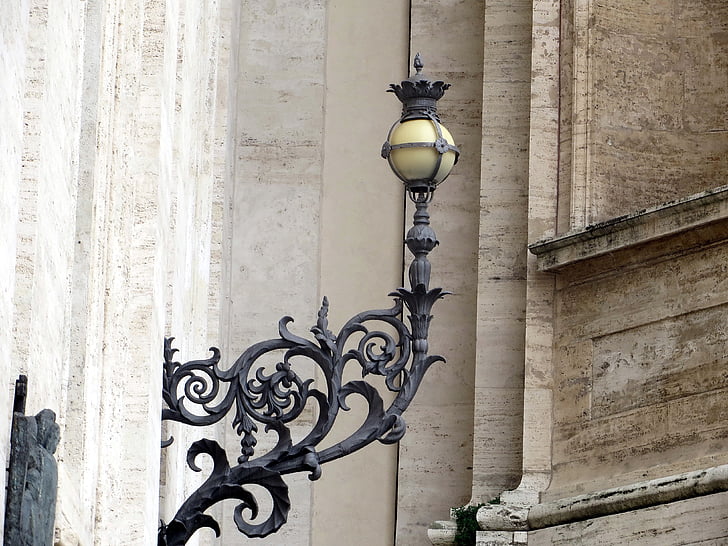 lampe, Vatikanet, St peter's square, Rom, lys, vartegn, Italien