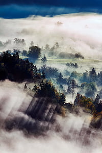 Szlovénia, Napkelte, Hajnal, köd, Haze, köd, gyönyörű