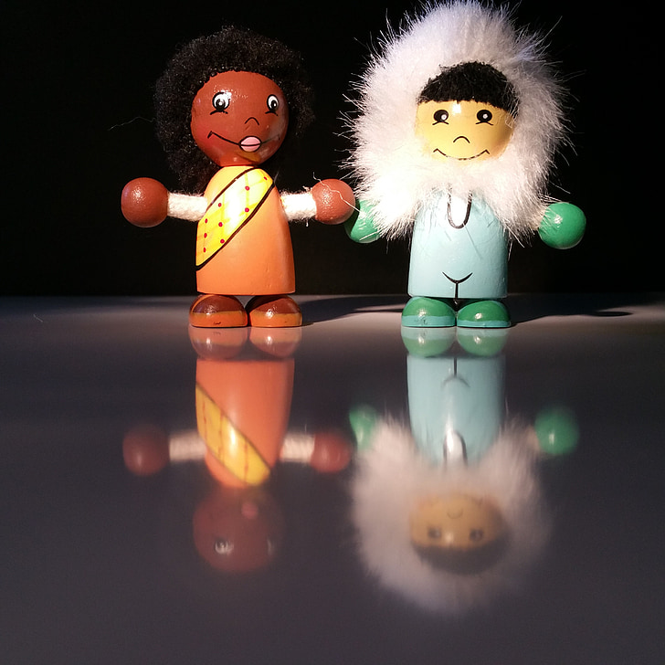 poupée, personnages du jeu, mise en miroir, Eskimo, baby-doll