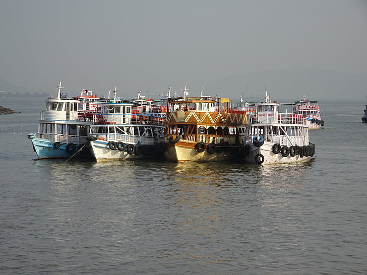 India, Mumbai, boten, Tour, veerboot