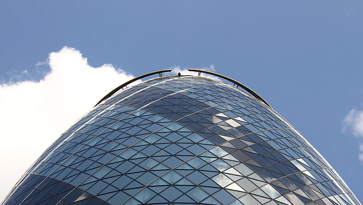 gherkin, london, architecture, sky, building, landmark, modern