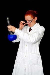 女性, 女の子, 人, 研究室, ラボ, ガラス, 液体