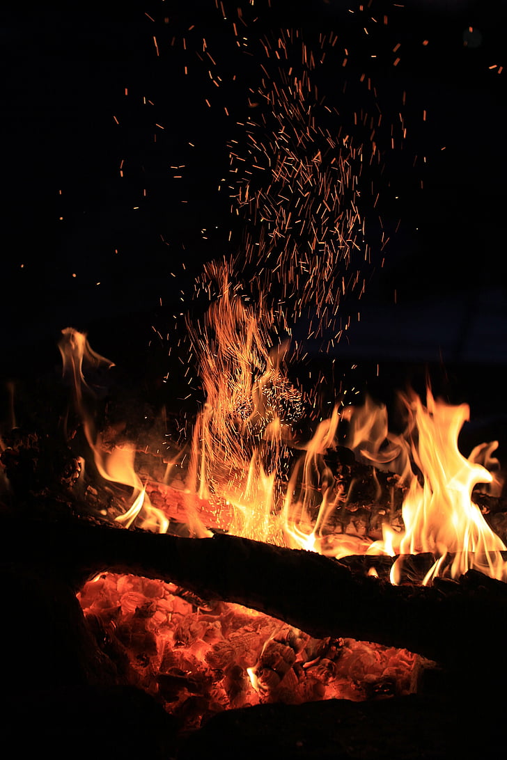 oheň, Bonfire, noční