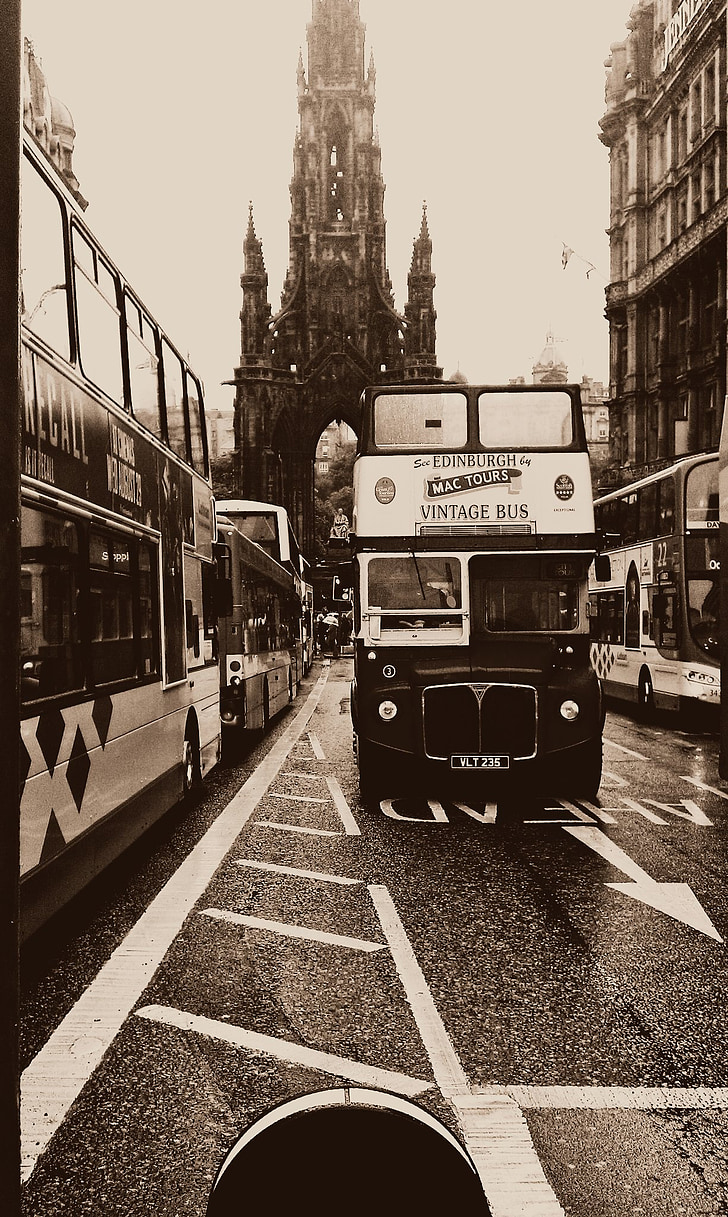 Edinburgh, Škotska, zgodovinsko, avtobus, retro
