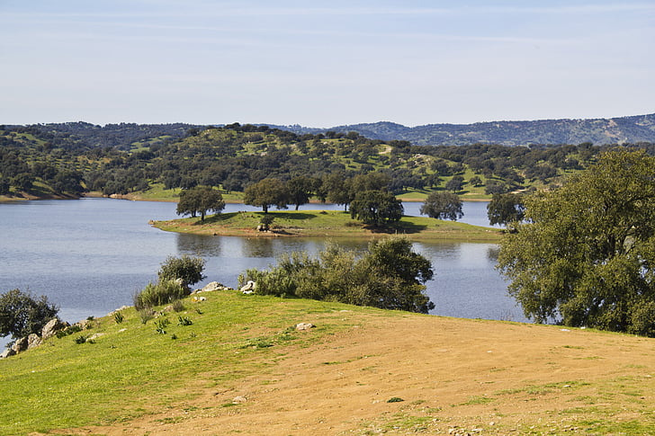 landschap, Sevilla, Sierra, Marsh, reservoir, hemel, Lake