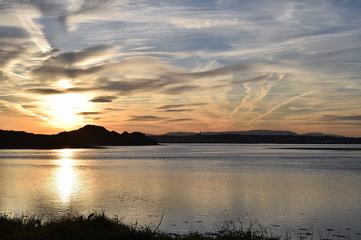 sky, sun, sea, nature, sunset, landscape, lake