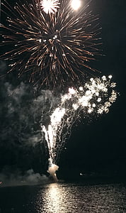 fireworks, river, new years eve, celebrate, tourism, reflection, celebration