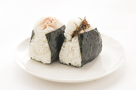 pirinç topu, Gıda, diyet, Japonya, Japon yemekleri, Beyaz arka plan, yiyecek ve içecek