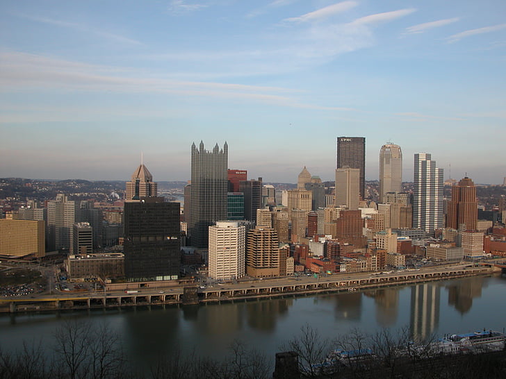 Pittsburgh, ciutat, Pennsilvània, pa, urbà, gratacels, silueta urbana