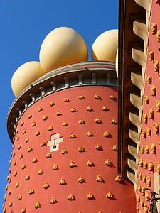 egg, ball, building, red, dalí, museum, figueras