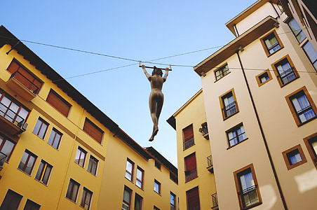 sculpture, aerial gymnasts, sports, art, florence, italy