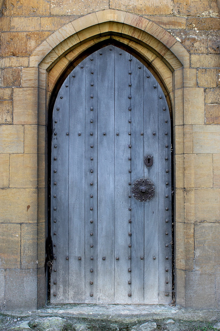 ajtó, ajtó, fal, középkori, a középkorban, folyosón, bejárat