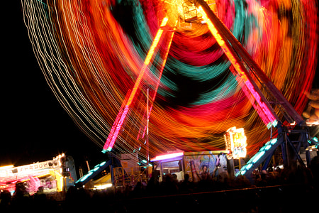 light, fun fair, amusement, ride, wheel, carnival