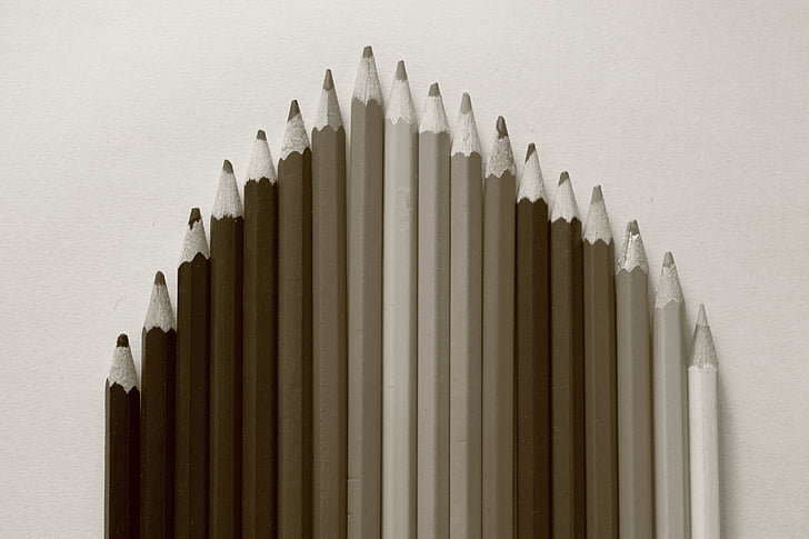 creioane colorate, scală culori, negru, alb, fundal, desen, de colorat