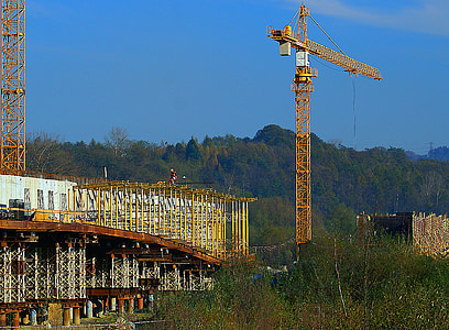 crane, cranes, the design of the, building, construction of a bridge, work, metal